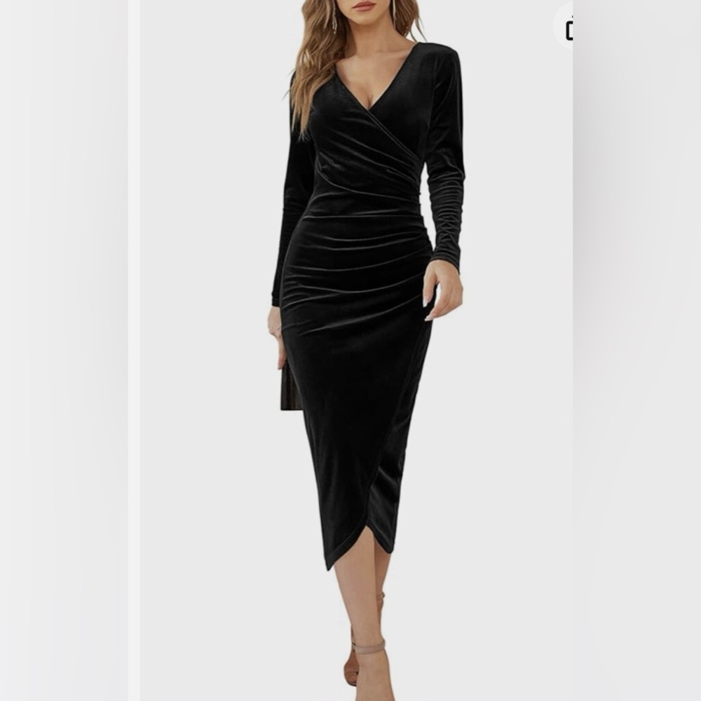 Formal Size Small Long Sleeve V Neck Party Dress